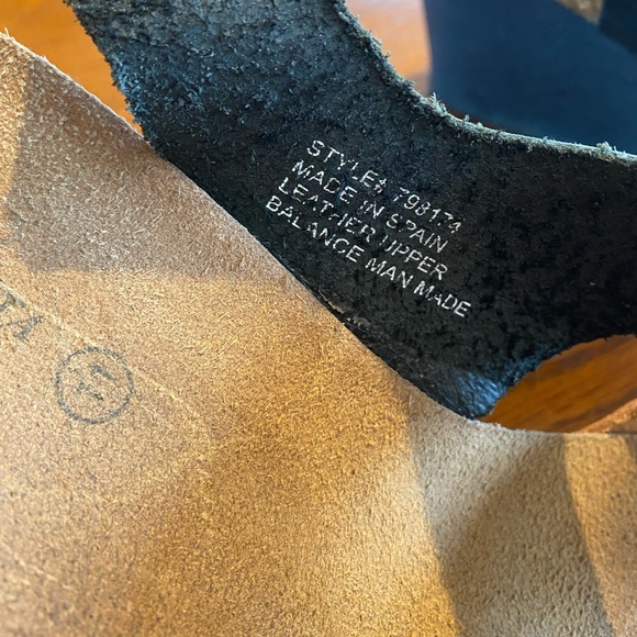 Pedro Iniesta black & brown leather wedge sandals. Used size 11, fits like a 10. - Picture 2 of 6